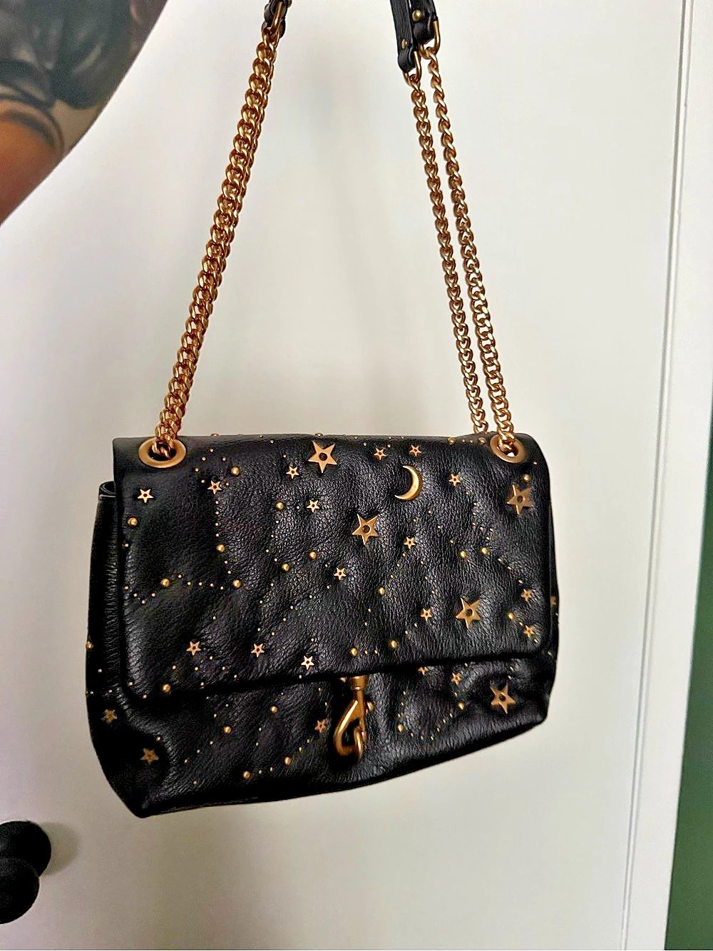Rebecca Minkoff Edie Crossbody with Celestial Studs Black & Gold